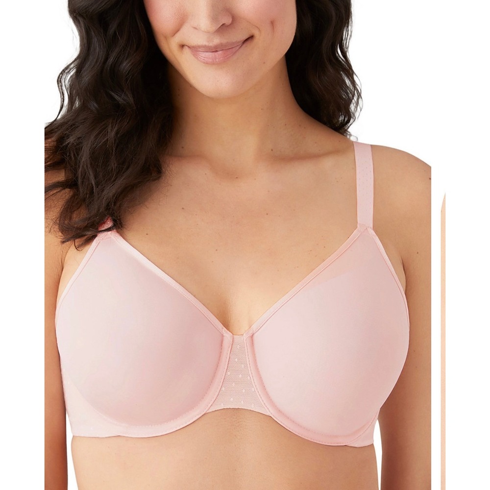 Wacoal Womens Back Appeal Minimizer Bra 857303 Pink Swiss Dot Underwire 38DD